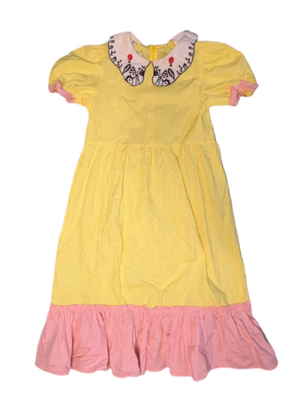 MIS 360Days of South Korea Yellow Cottagecore Peter Pan Collar Midi Dress NWT M